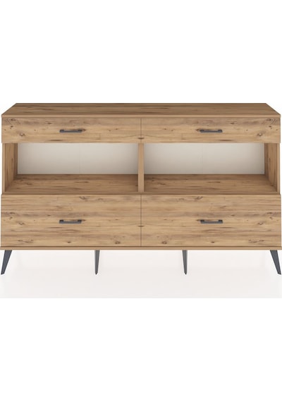 Arges Konsol 2 Raflı 4 Çekmeceli 176x30x99 Çam-çam Çam-çam
