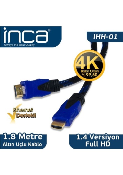 Inca Imhd-15T 1.8M Altin Uçlu 1.4 4K Uyumlu Hdmi Kablo