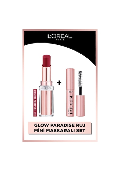 L'Oréal Paris Glow Paradise Balm-in-lipstick Işıltı Veren Ruj 353 Mulberry Ecstatic + Mini Paradise Maskara 4.7 ML
