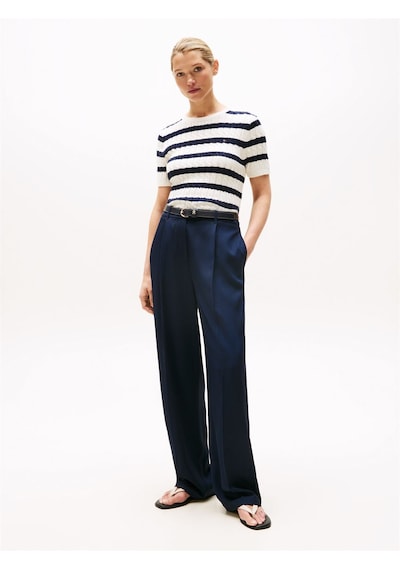 Tommy Hilfiger Co Cable Mıd Gg S/s C-nk Swt Kadın Beyaz Kazak - Ww0ww45656