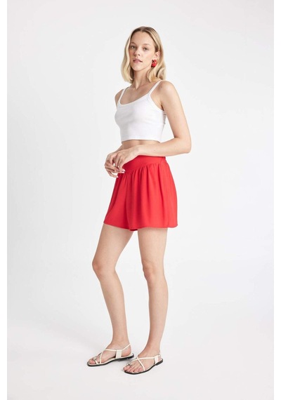 Defacto Regular Fit Normal Bel Kısa Paça Maroken Şort D3939AX24HSRD59 Kırmızı