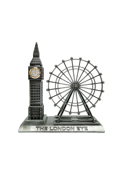 Vintage Metal İngiltere London Big Ben Ve London Eye Biblo Gümüş 20cm