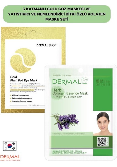 Dermal 3 Katmanlı Gold Göz Maskesi + Bitki Özlü Kolajen Maske