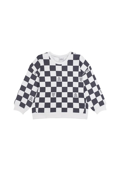 Antebies Organik,gri "no Bad Days" Ekose Desenli,bel Lastikli Bağcıklı Uzun Kol Çocuk Sweatshirt Pantolon Set
