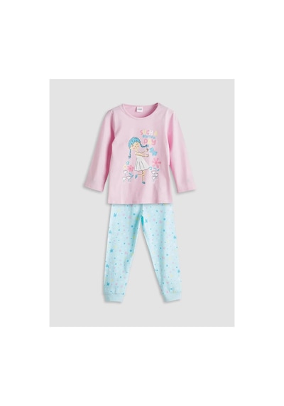 LC Waikiki Lcw Kids Bisiklet Yaka Baskılı Kız Çocuk Pijama Takımı Aqua Blue Prınte LC Waikiki Lcw Kids Bisiklet Yaka Baskılı Kız Çocuk Pijama Takımı Aqua Blue Prınte