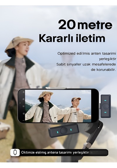 Lightining Girişli 300mah Dijital Göstergeli 2.4g Kablosuz Çift Yaka Mikrofonu Pro++