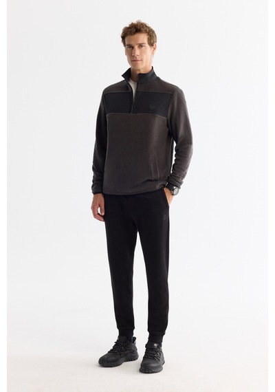 Avva Erkek Antrasit Soğuğa Dayanıklı Fermuarlı Dik Yaka Polar Regular Fit Sweatshirt A42y1380