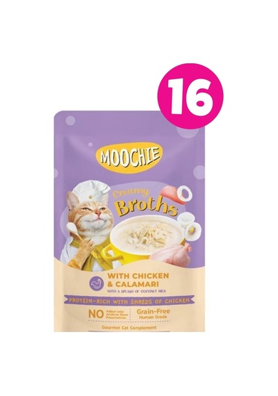 Moochıe Tavuklu ve Kalamarlı Yetişkin Kedi Çorbası 16 x 40 G