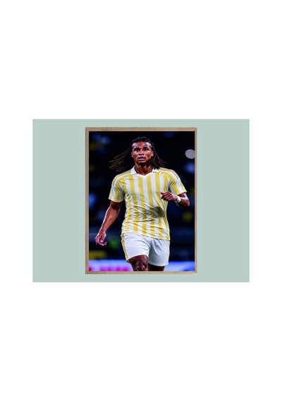 Poster Sarı Lacivert Nathan Ake Ahşap Çerçeveli Tek Parça Futbol Tablo Çok Renkli - 911989641 Çok Renkli