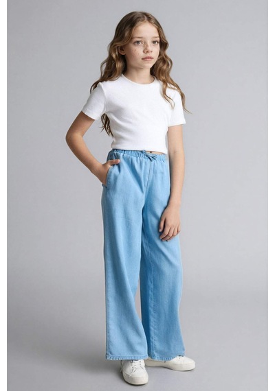 Defacto Geniş Paça Jean Pantolon Kız Çocuk G0249a826smnm63 Mavi-nm63