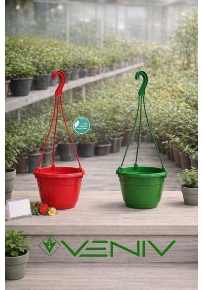 2 Adet - Askılı Dekoratif Saksı 18 Cm Çap Yükseklik 12 Cm 96165922