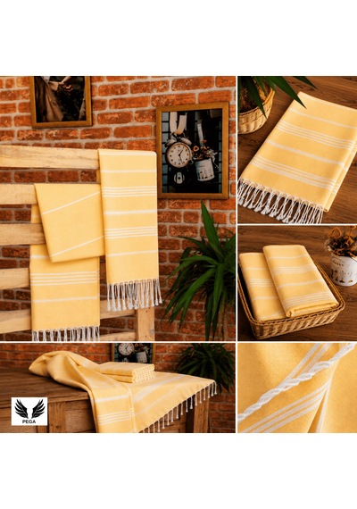 Pega Sultan Peştamal %100 Koton Sarı Plaj Havlusu 90 x 170 CM