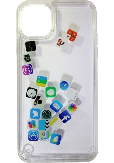 Teknomoda Apple iPhone 12 Kilif Simli Sulu Uyumlu iOS Menü Ikon Silikon 537097903