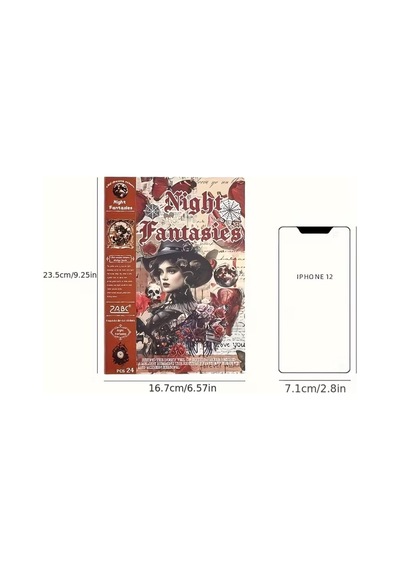 Kolbi Craft 24 Sayfa Washi Vinatge Retro Sticker Bullet Journal Scrapbook Laptop Renkli 3 Adet Çok Renkli