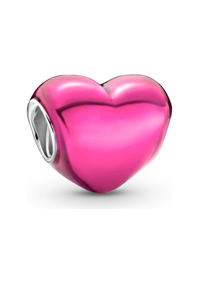 Metalik Pembe Kalp Charm