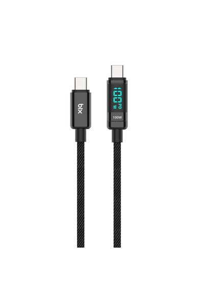 Bix BX09CC 100 W Type-C  Led Ekranlı Şarj ve Data Kablosu 1 M Siyah