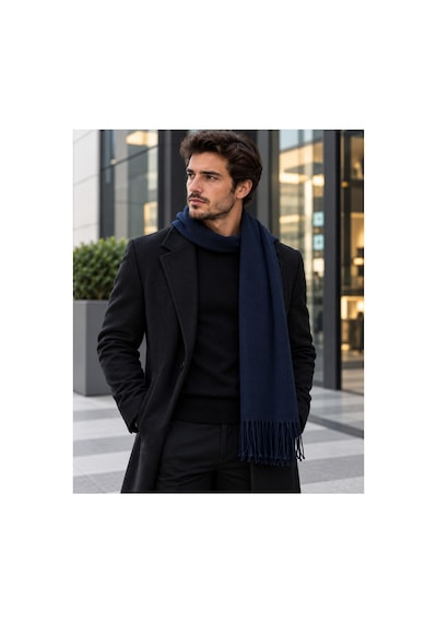 Aydincapqa Unisex Selanik Örgü Görünümlü Triko Atkı Püsküllü Kışlık Boyun Atkısı 165x20 Lacivert - 944087051 Lacivert