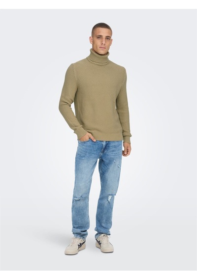 Only & Sons Onstuck 7 Roll Neck Knit Erkek Bej Kazak - 22022595