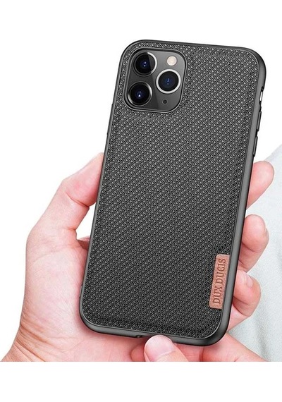Dux Ducis Fino Serisi Apple iPhone Uyumlu iPhone 11 Pro 5.8inç Kılıf Premium Dokuma Silikon Kılıf- 5775 Siyah