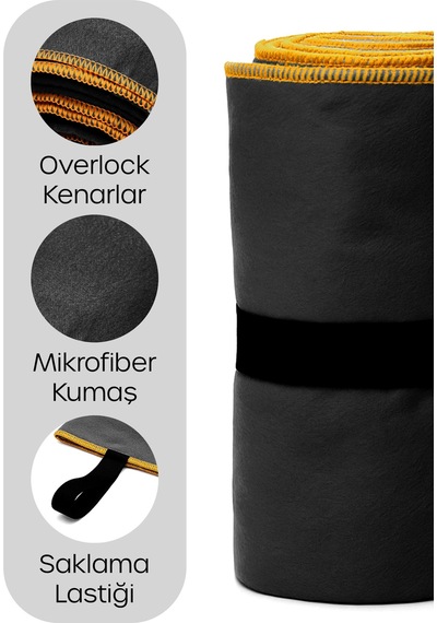Unisex Mikrofiber Plaj Havlusu 80x130 Cm Yumuşak Dokulu Deniz Banyo Sporcu Havlusu Large Boy Siyah