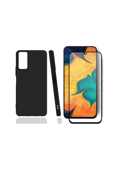 Samsung Galaxy Uyumlu A03s Kılıf Yumuşak Soft Silikon Telefon Kılıfı 5d Tam Kaplayan Cam Ekran Koruyucu Col181872-siyah