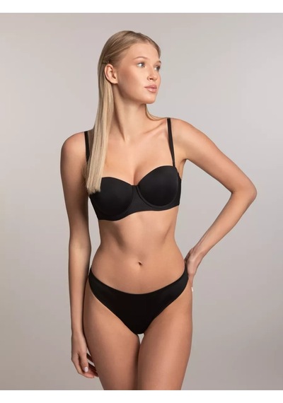 Mistirik Lenola Model Destekli Push Up Dolgulu Yumuşak Dokulu Straplez Sütyen Siyah Renk Siyah