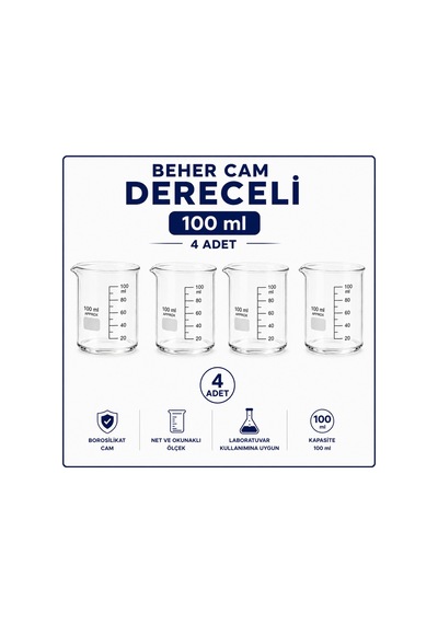 Beher Cam Dereceli 100 Ml 4 Adet