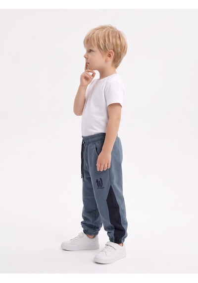 Toontoy Kids Toontoy Erkek Çocuk Paça W Nakışlı Garni Detaylı Eşofman Alt İndigo