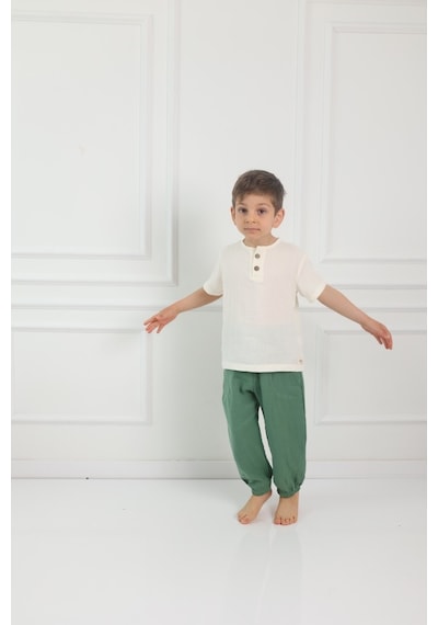 Mulberry Çocuk Müslin Şalvar Pantolon Nefes Alabilen Doğal Dokulu Günlük Rahat Alt Giyim Yeşil Mulberry Çocuk Müslin Şalvar Pantolon Nefes Alabilen Doğal Dokulu Günlük Rahat Alt Giyim Yeşil