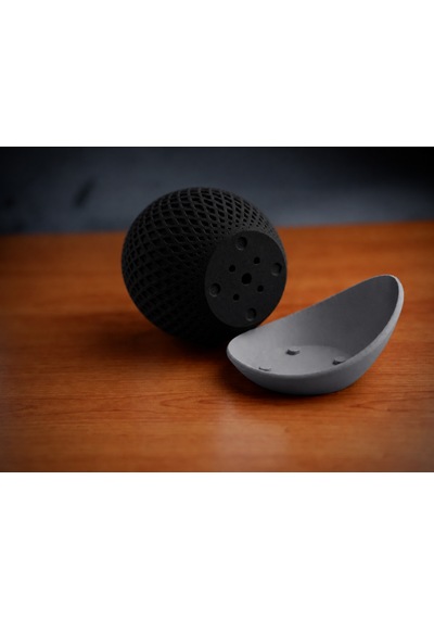 3d Baskı Küre Saksı - Kafes Dokulu İki Parçalı Dekoratif Saksı - Siyah-gri 65088659