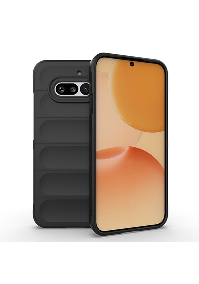 Nothing Phone 4a Kılıf Kamera Korumalı Darbe Emici Esnek Oyuklu Arka Yüzey Tasarımlı Pürüzsüz Silikon Siyah
