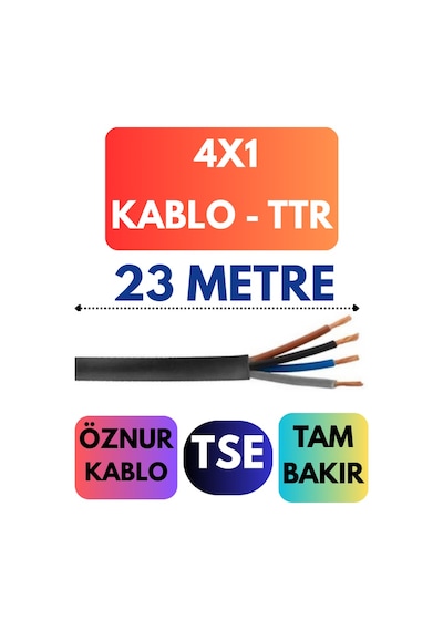 Öznur 4x1 Ttr Kablo Metre Seçenekli Siyah - 23 Metre