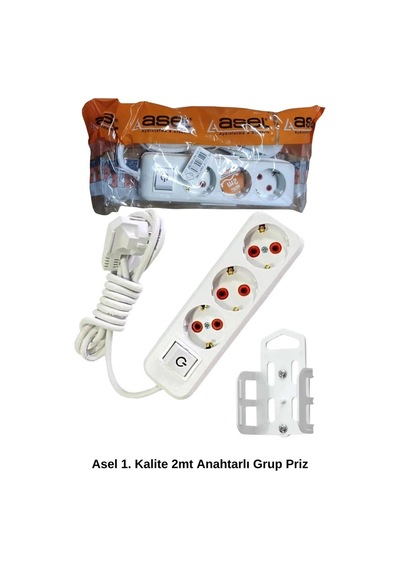 Hubrendy Tedarik 2 Metre Askı Aparatlı Anahtarlı 3lü Grup Priz Royaleks-68134