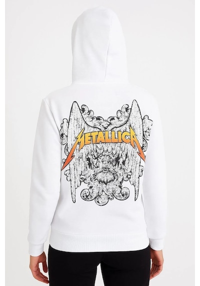 Primemagazam Metallica İki İplik Kapüşonlu Ön Ve Arka Baskılı Hoodie - Beyaz Çeşitli