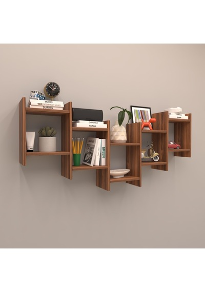 Rafkestir Duvar Raf Set -23 Hareli Ceviz (Mat)
