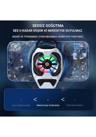 Polham Oyuncular Ve Yayıncılar İçin Telefon Soğutucu Rgb Led Işıklı Tasarım 4500 Rpm Turbo Fan Tripod Uyumlu Sessiz Soğutma