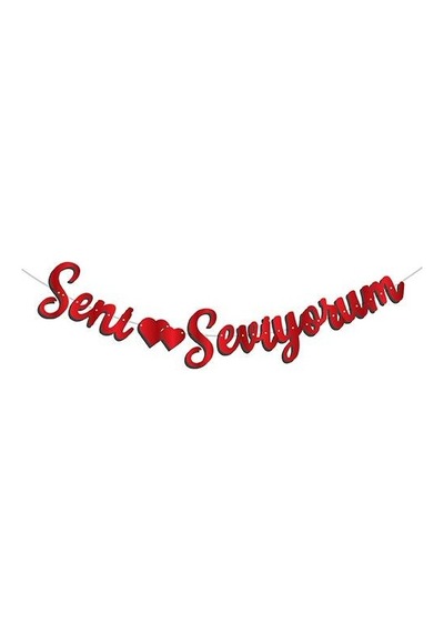 Seni Seviyorum Kaligrafi Banner Kırmızı