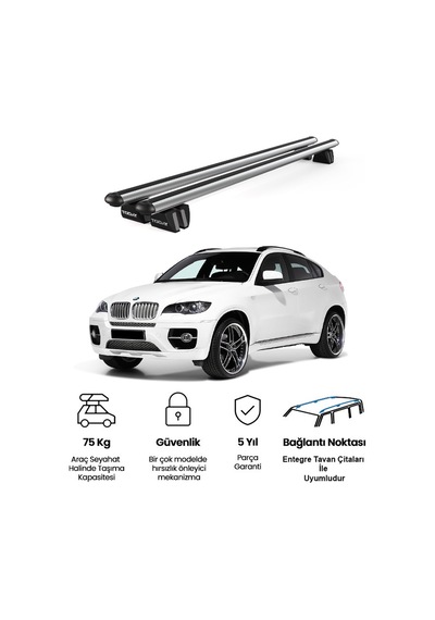 Pençe Bmw X6 Ara Atkı E71 2008-2014 Uyumlu Gri Ara Atkı Port Bagaj Tavan Barı