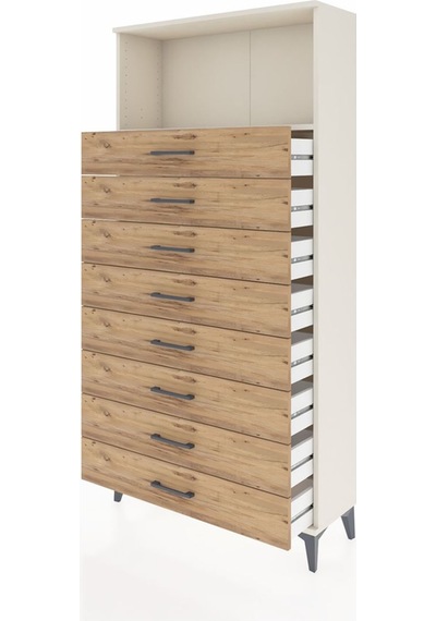 Arges Dolap Tek Raflı 8 Çekmeceli 88x30x182 Aytaşı-çam Aytaşı