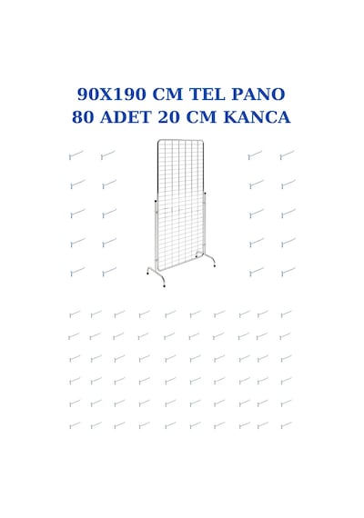 Manken İstanbul Tel Pano Standı + Kanca Krom 80 Adet﻿﻿
