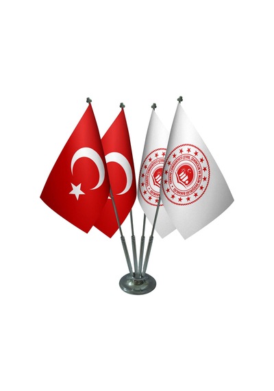 Masa Üstü Çevre Şehircilik Bakanlığı Bayrağı Türk Bayrağı Dörtlü