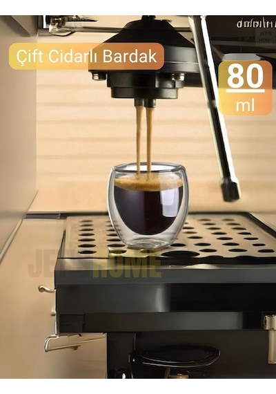 3 Lü Set Espresso Bardağı 80 Ml Kahve Bardağı Çift Cidarlı Bardak Viski Bardağı Şeffaf