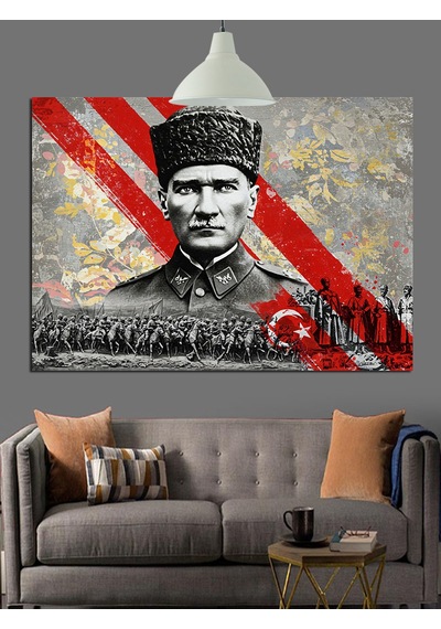 Türk Askeri Kahraman Atatürk Dekoratif Kanvas - Mdf Ahşap Tablo