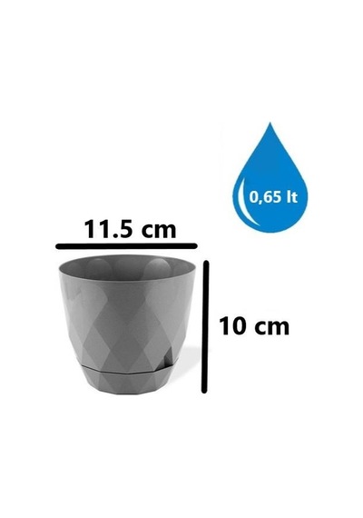 Omnipazar Krs-451 Yakamoz Tabaklı Plastik Saksı Takımı 0.65 Litre No 1 Gri