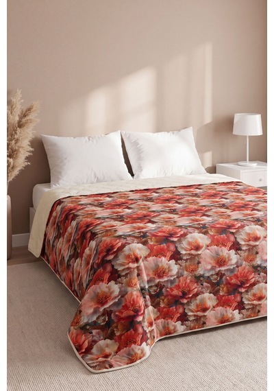 Gelincik Çiçeği 5d Çok Amaçlı Çift Kişilik Baskılı Pike & Yatak Örtüsü 200x220 Cm Çok Renkli