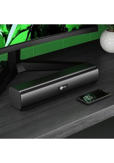 Lecoo DS107 Kablolu USB/AUX Stereo 6W Soundbar Taşınabilir Hoparlör Siyah