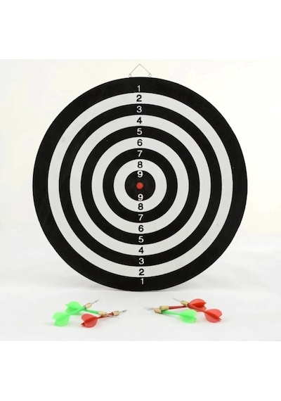 12 İnç Dart Tahtası Mini Boy Çift Taraflı Dart Oyun Seti 4 Oklu