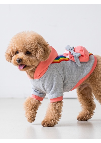 Rainbow Köpek Sweatshirt Kapüşonlu Gökkuşağı Detaylı Köpek Kıyafeti Köpek Hoodie