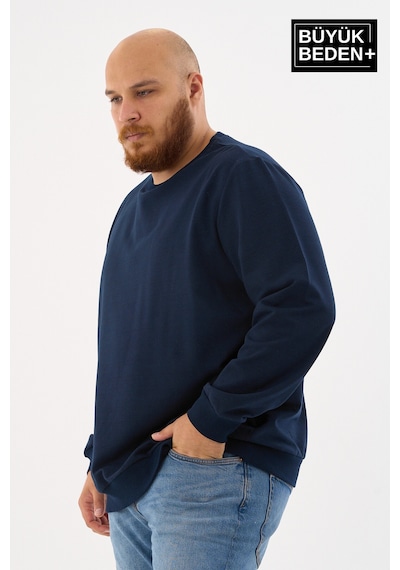 Superlife Erkek Büyük Beden Bisiklet Yaka İnce Sweatshirt Regular Fit %64 Pamuklu Spr26bsw956 Lacivert