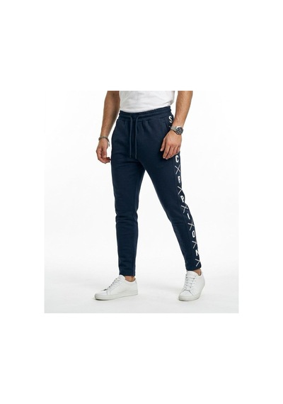 Plus Scorpion Erkek Slim Fit Eşofman Altı Yazılı Şerit Detaylı, Dar Paça Jogger Pantolon Lacivert